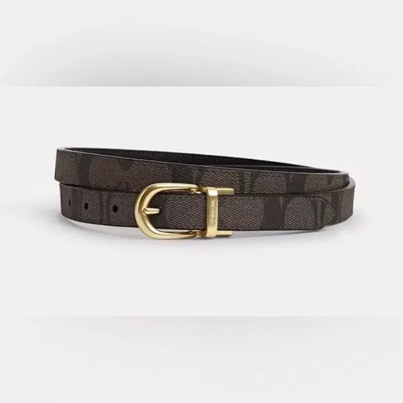 NWT Coach Classic Buckle Cut To Size Reversible Belt Gold Brown Black NWT COACH Signature Buckle Cut To Size Reversible Morgan  main image 3